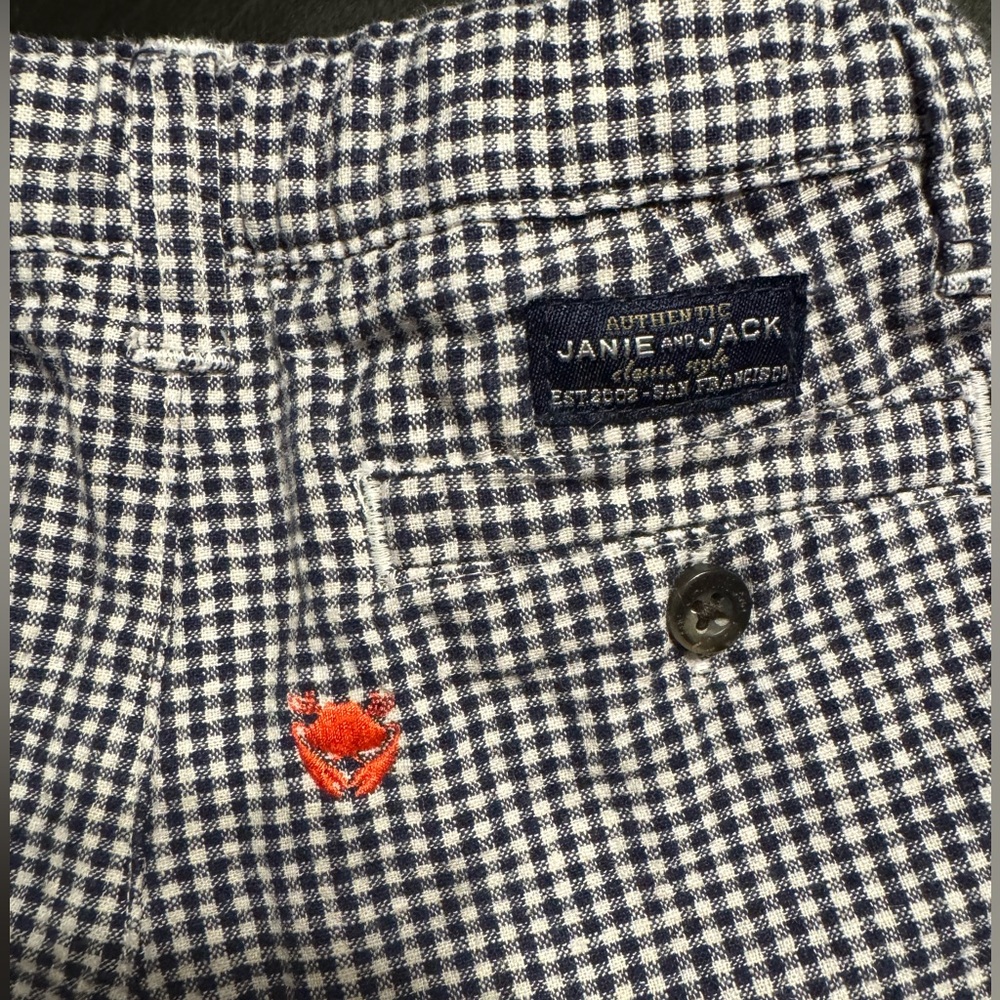 Janie and Jack Navy Checkered Trousers